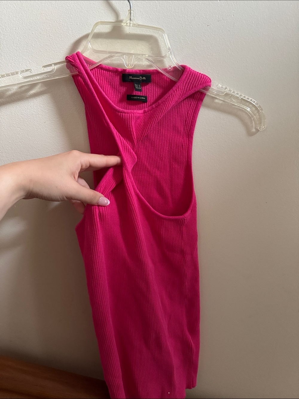 Massimo Dutti Hot Pink Ribbed Tank Top